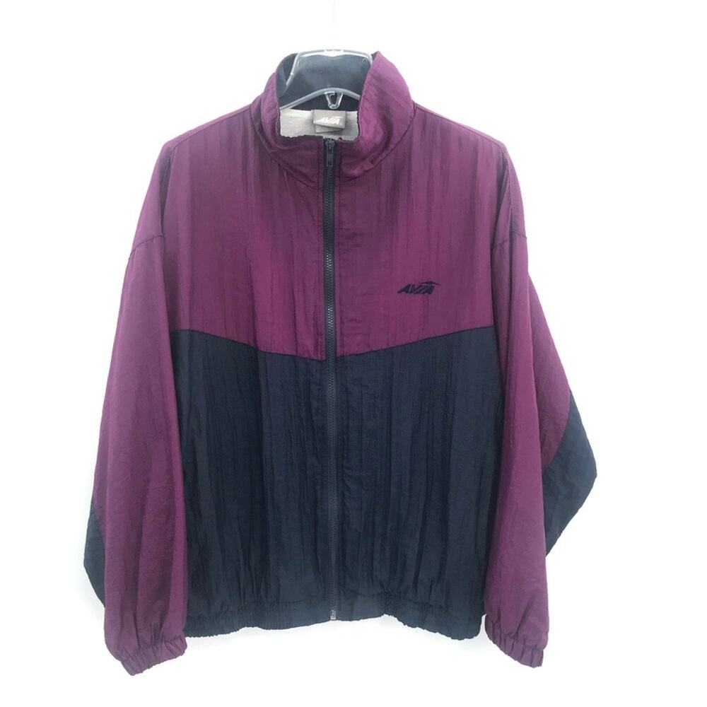 Avia Vintage Womens Windbreaker Track Jacket Purple Blue Colorblock‎ L